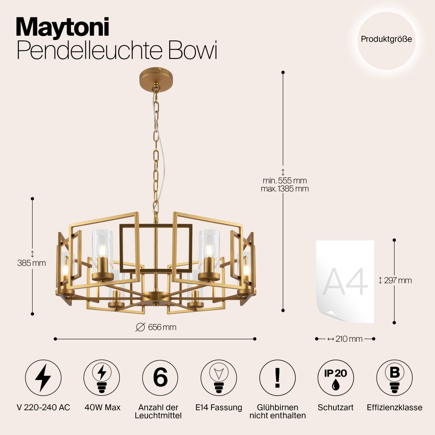 H009PL-06G Подвесная люстра Maytoni Bowi H009PL-06G