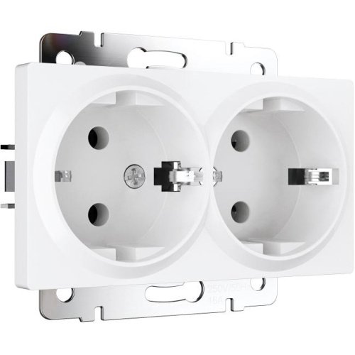 W1172061/ Розетка двойная с заземлением (белый матовый) Розетка Werkel W1172061/ Розетка двойная с заземлением (белый матовый)