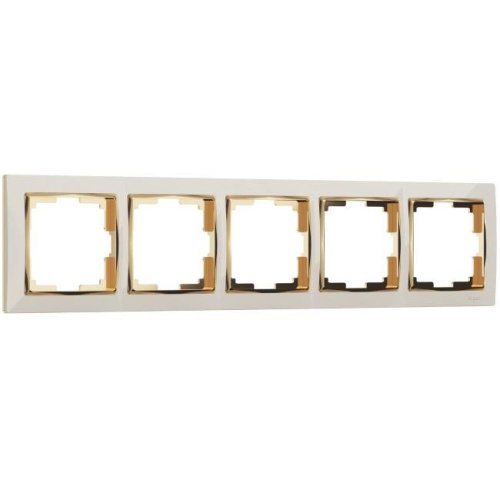 W0051932/ Рамка на 5 постов Snabb (слоновая кость/золото) Рамка Werkel W0051932/ Рамка на 5 постов Snabb (слоновая кость/золото)