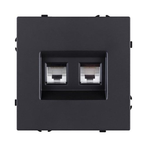 EC-018BK Розетка двойная Ethernet RJ45 Cat.6, черный матовый Kollinger Eclipse EC-018BK