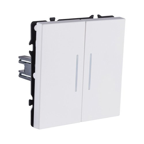 EC-010WH Выключатель 2-клавишный 10А/250В с LED подсветкой, белый матовый Kollinger Eclipse EC-010WH