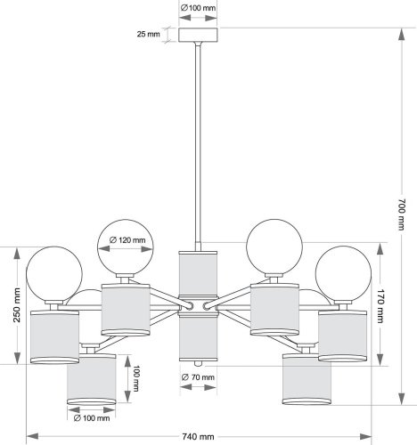 Люстра на штанге Kutek Erba ERB-ZW-6(ZM/3)BT
