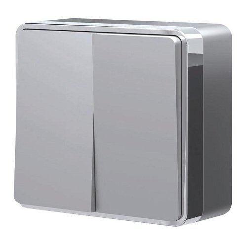 W5020006/ Выключатель двухклавишный Gallant (серебряный) Выключатель Werkel W5020006/ Выключатель двухклавишный Gallant (серебряный)