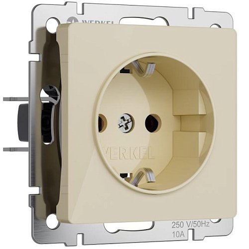 Розетка Werkel W1171143/ Розетка с заземлением и шторками (айвори акрил)