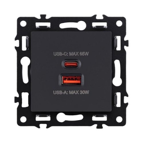 AS-024BK Розетка USB A+C 65W, черный Kollinger Asthetik AS-024BK