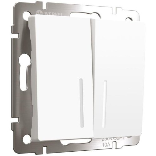 W1120161/ Выключатель двухклавишный с подсветкой (белый матовый) Выключатель Werkel W1120161/ Выключатель двухклавишный с подсветкой (белый матовый)
