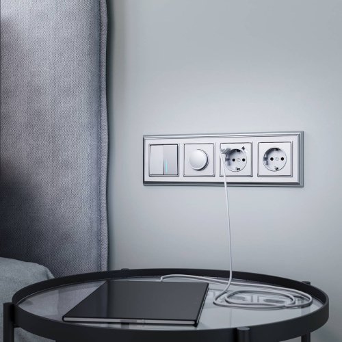 Выключатель Werkel W1120106/ Выключатель двухклавишный с подсветкой (серебряный)