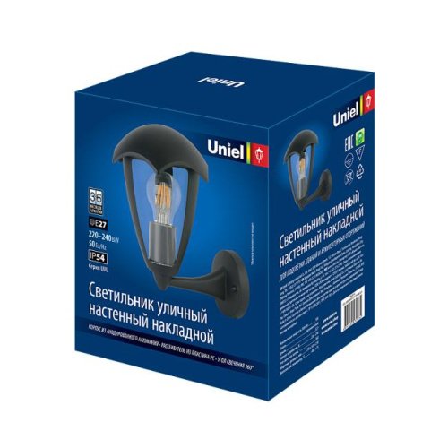 Уличный настенный светильник Uniel Настенные uul-a01s UUL-S80A 60W/E27 IP54 BLACK
