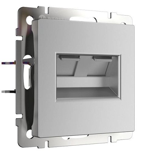 W1181106/ Розетка двойная Ethernet RJ-45 (серебряный) Розетка Werkel W1181106/ Розетка двойная Ethernet RJ-45 (серебряный)