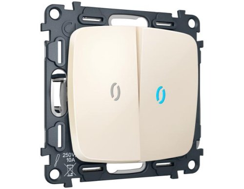 MO324060 MO324060 Комплект механизма 2-кл выключателя с самовозвратом с подсветкой 10000K OMEGA Бежевый матовый QUANT (OP3240, VM129, G17B)