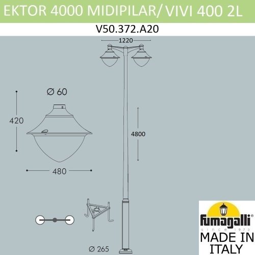 V50.372.A20.LXD6L Столб фонарный уличный Fumagalli Vivi V50.372.A20.LXD6L