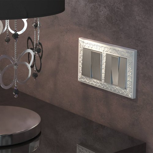 Выключатель Werkel W1122009/ Выключатель двухклавишный проходной (cеребряный рифленый)