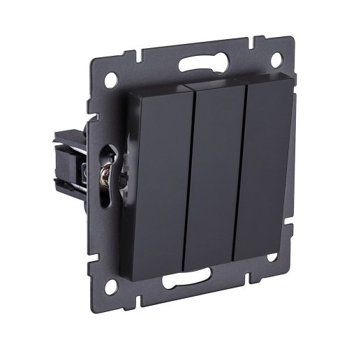 Выключатель 3-клавишный 10А/250В, черный матовый Kollinger REA-S-012BM для Aspekt, Eleganz, Reflex