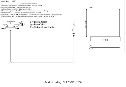 CLT 035C L1200 GO Светильник подвесной Crystal Lux Clt 035 CLT 035C L1200 GO