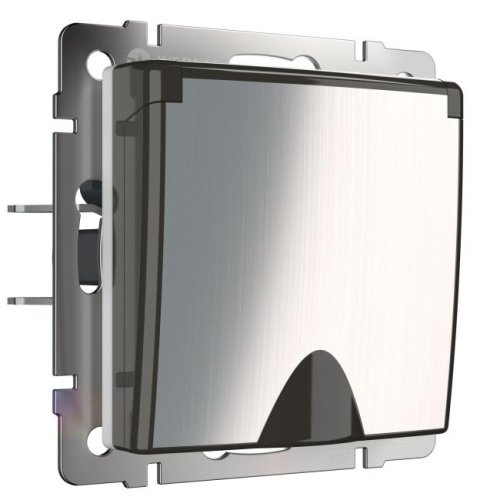 Розетка Werkel W1171202/ Розетка влагозащ. с зазем. с защит. крышкой и шторками (глянцевый никель)