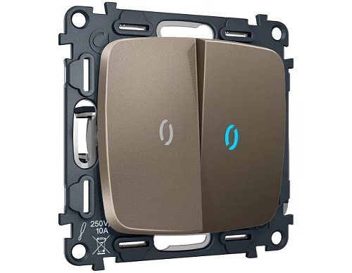 MO634060 MO634060 Комплект механизма 2-кл выключателя с самовозвратом с подсветкой 10000K OMEGA Темная бронза матовый QUANT (OP6340, VM129, G17B)