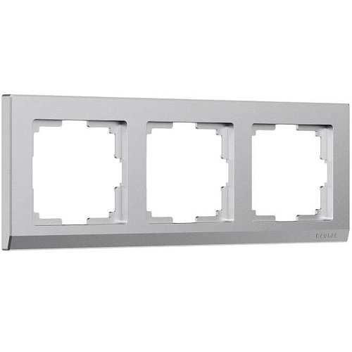 W0031865/ Рамка на 3 поста Stark (серебряный матовый) Рамка Werkel W0031865/ Рамка на 3 поста Stark (серебряный матовый)