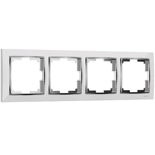 W0041901/ Рамка на 4 поста Snabb (белый/хром) Рамка Werkel W0041901/ Рамка на 4 поста Snabb (белый/хром)