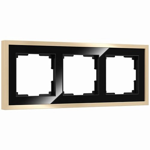W0032852/ Рамка на 3 поста Baguette (черный/латунь) Рамка Werkel W0032852/ Рамка на 3 поста Baguette (черный/латунь)