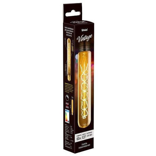IL-V-L32A-60/GOLDEN/E27 CW01 Ретро лампа Uniel Vintage серия Лампы накаливания IL-V-L32A-60/GOLDEN/E27 CW01