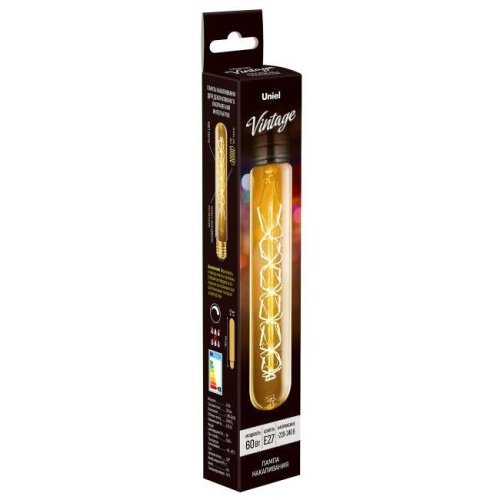 IL-V-L32A-60/GOLDEN/E27 CW01 Ретро лампа Uniel Vintage серия Лампы накаливания IL-V-L32A-60/GOLDEN/E27 CW01