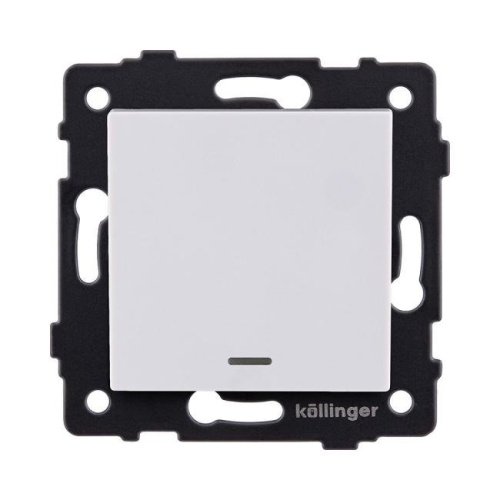REA-S-013WH Выключатель кнопочный 1-клавишный 10А/250В с LED подсветкой, белый Kollinger REA-S-013WH для Aspekt, Eleganz, Reflex