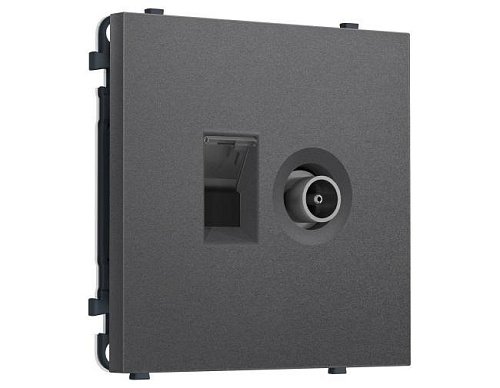 MS662510 MS662510 Комплект механизма розетки компьютерной + TV оконечной SIGMA Антрацит серый RJ-45 (8P8C) CAT6/50-870MHz 1dB с/ш QUANT PRO (SP6625, PR195)