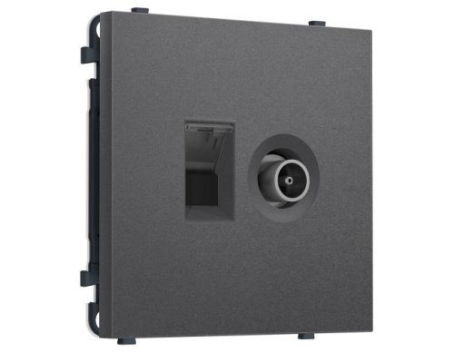 MS662510 MS662510 Комплект механизма розетки компьютерной + TV оконечной SIGMA Антрацит серый RJ-45 (8P8C) CAT6/50-870MHz 1dB с/ш QUANT PRO (SP6625, PR195)