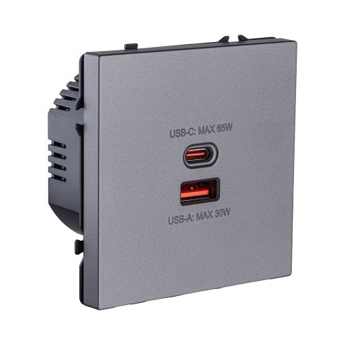 EC-024GY Розетка USB A+C 65W, серый Kollinger Eclipse EC-024GY