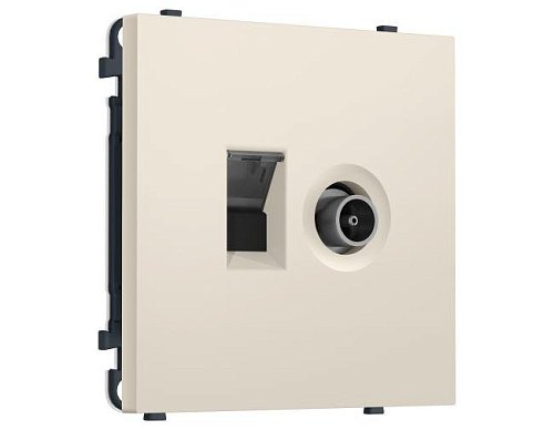 MS332510 MS332510 Комплект механизма розетки компьютерной + TV оконечной SIGMA Бежевый матовый RJ-45 (8P8C) CAT6/50-870MHz 1dB с/ш QUANT PRO (SP3325, PR195)