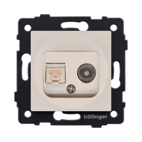 REA-013GD Розетка двойная TV (мама) + телефонная розетка RJ11, золотой Kollinger REA-013GD для Aspekt, Eleganz, Reflex