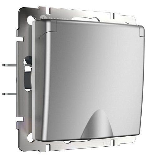 Розетка Werkel W1171206/ Розетка влагозащ. с зазем. с защит. крышкой и шторками (серебряный)