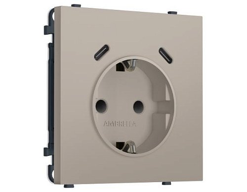 MS370510 MS370510 Комплект механизма электрической розетки SIGMA Серо-бежевый матовый 2USB С+C 20W (быст. зар.) с/з с/ш 16A-250V QUANT PRO (SP3705, PR165)