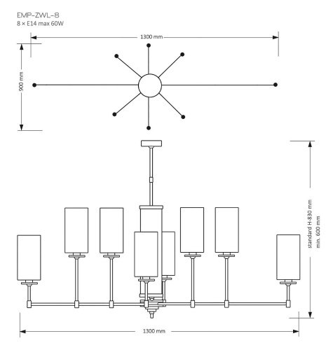 Люстра на штанге Kutek Empoli EMP-ZWL-8(Z)