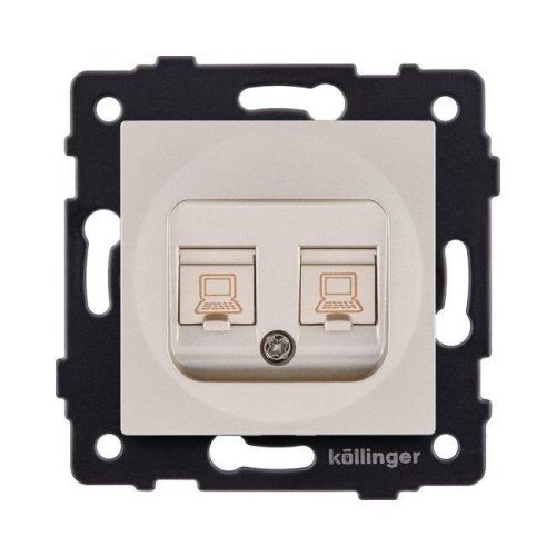 Розетка двойная Ethernet RJ45 Cat.5, золотой Kollinger REA-015GD для Aspekt, Eleganz, Reflex