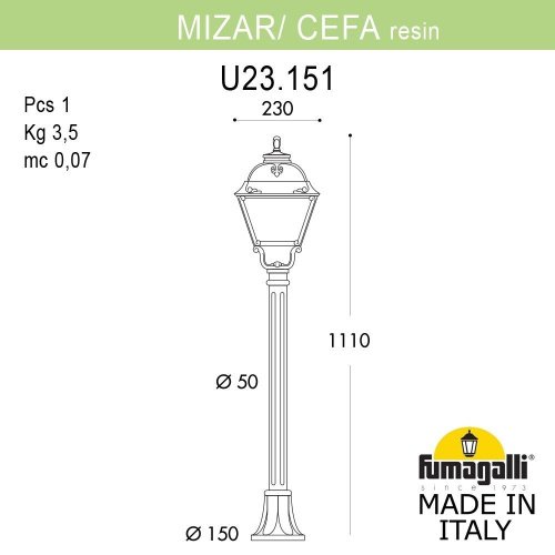 U23.151.000.BXE27 Наземный фонарь Cefa Fumagalli U23.151.000.BXE27