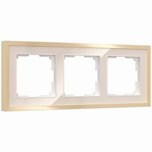 W0032851/ Рамка на 3 поста Baguette (айвори/латунь) Рамка Werkel W0032851/ Рамка на 3 поста Baguette (айвори/латунь)