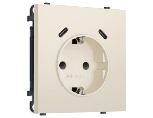 MS330510 MS330510 Комплект механизма электрической розетки SIGMA Бежевый матовый 2USB С+C 20W (быст. зар.) с/з с/ш 16A-250V QUANT PRO (SP3305, PR165)