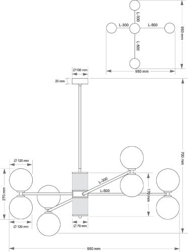 FAB-ZW-4(BN/3)BB Люстра на штанге Kutek Fabriano FAB-ZW-4(BN/3)BB