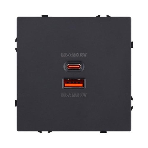 Розетка USB A+C 65W, черный матовый Kollinger Eclipse EC-024BK