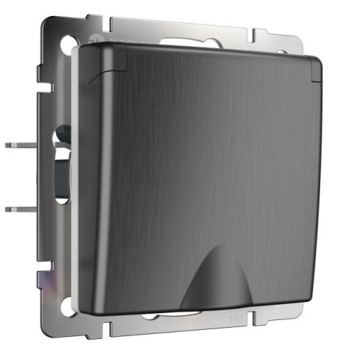 Розетка Werkel W1171204/ Розетка влагозащ. с зазем. с защит. крышкой и шторками (графит рифленый)