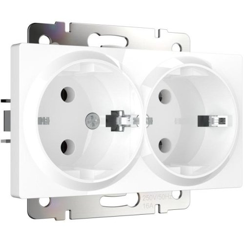 W1172001/ Розетка двойная с заземлением (белый) Розетка Werkel W1172001/ Розетка двойная с заземлением (белый)