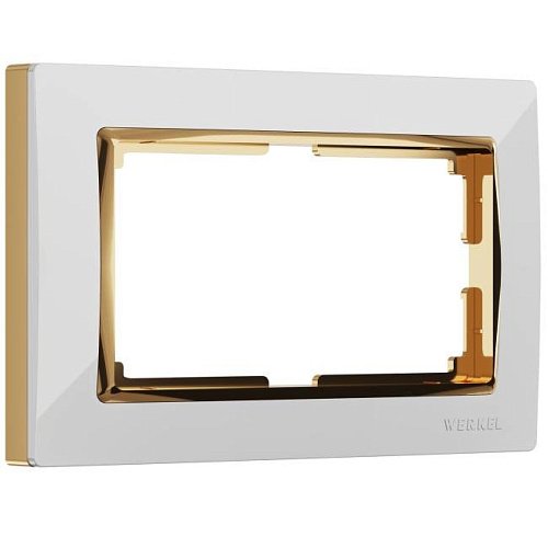 W0081933/ Рамка для двойной розетки Snabb (белый/золото) Рамка Werkel W0081933/ Рамка для двойной розетки Snabb (белый/золото)
