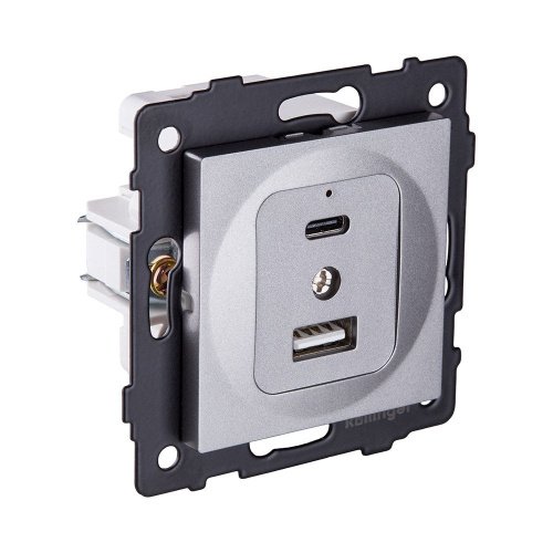 Розетка USB A+C 20W, серый Kollinger REA-037GY для Aspekt, Eleganz, Reflex