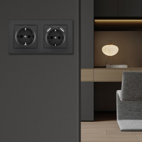 Розетка Arte Milano Set06-2 SET06-2-47-1-40-1 black