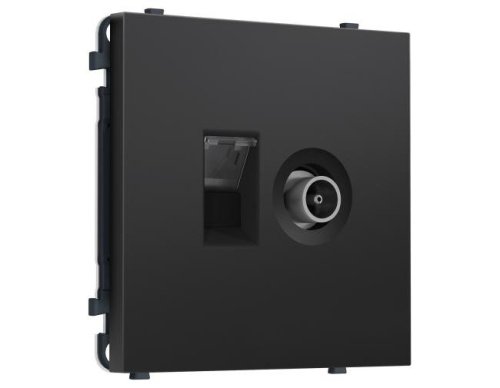 MS812510 Комплект механизма розетки компьютерной + TV оконечной SIGMA Черный матовый RJ-45 (8P8C) CAT6/50-870MHz 1dB с/ш QUANT PRO (SP8125, PR195)