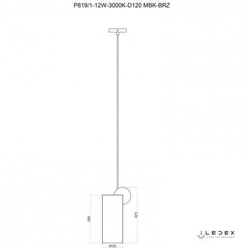 Светильник подвесной ILedex Play P819/1-12W-3000K-D120 MBK-BRZ