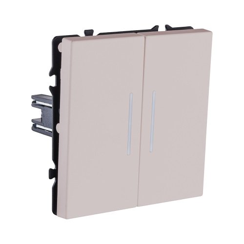 EC-010CM Выключатель 2-клавишный 10А/250В с LED подсветкой, кашемир матовый Kollinger Eclipse EC-010CM
