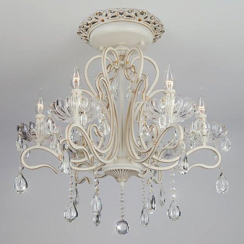 Потолочная хрустальная люстра Eurosvet Etna 12205/6 белый Strotskis