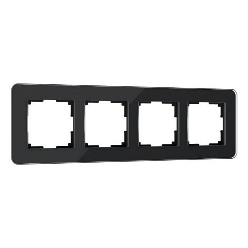 W0042448/ Рамка на 4 поста Elite (черный, стекло) Рамка Werkel W0042448/ Рамка на 4 поста Elite (черный, стекло)